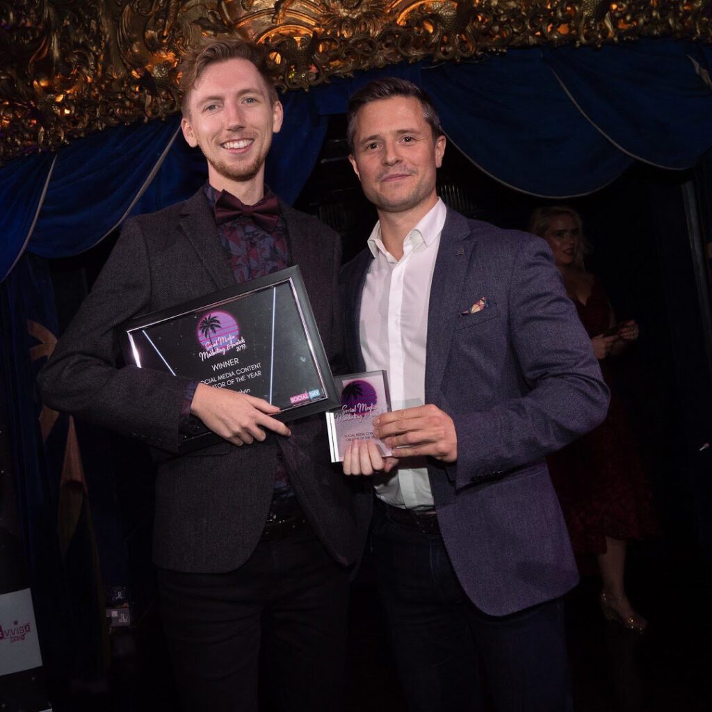 Chris receiving an award.